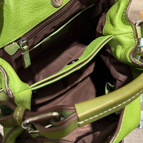Tumi Lime Green Satchel with Pegasus Charm - Picture 4 of 6